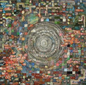 Disc Image, 2009, acrylic paint/ink on panel, 16 x 16 in. [private collection]